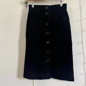 & Other Stories Black Corduroy Midi Skirt - 26" waist